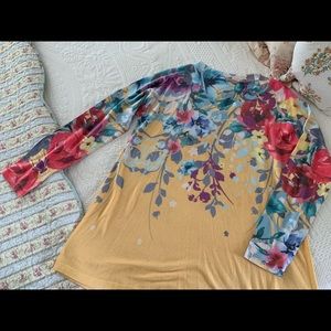 Soft Surroundings Yellow watercolor Delphina tunic